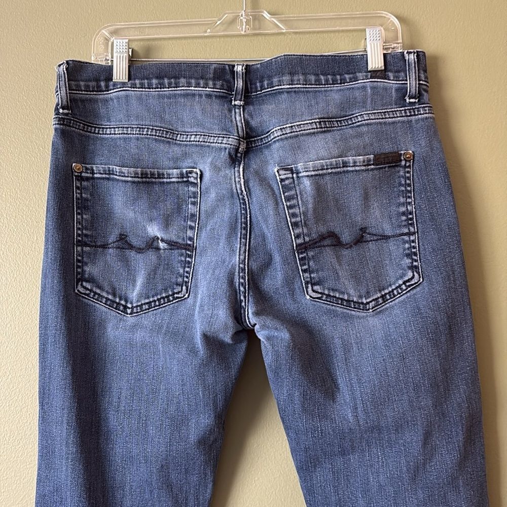 7 For all Mankind The Straight Men's Medium Wash Denim Jeans Sz 33 - Picture 5 of 9